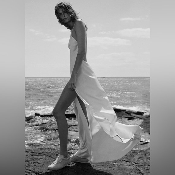 ZARA X KAIA GERBER Satin Effect Slit Backless Gown Maxi Dress - Picture 8 of 17